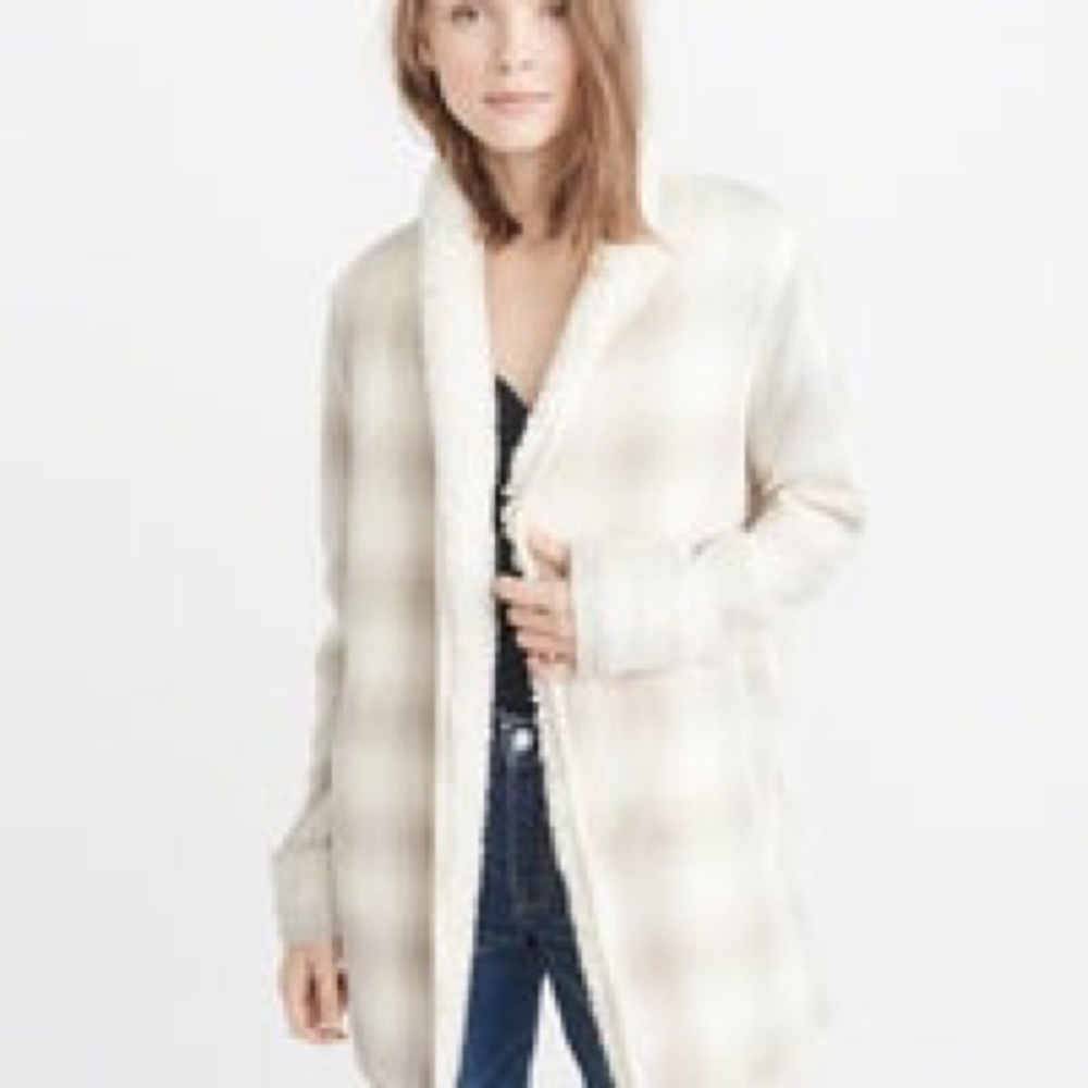 Abercrombie Sherpa lined plaid cardigan